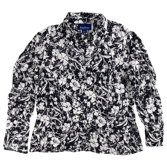 Evan Picone 100% Silk Women's Floral Boho Chic Button Up Shirt - Picture 4 of 14